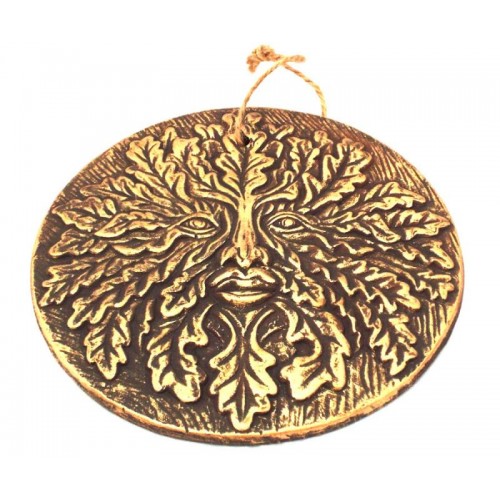 Round Green Man Ceramic Plaque